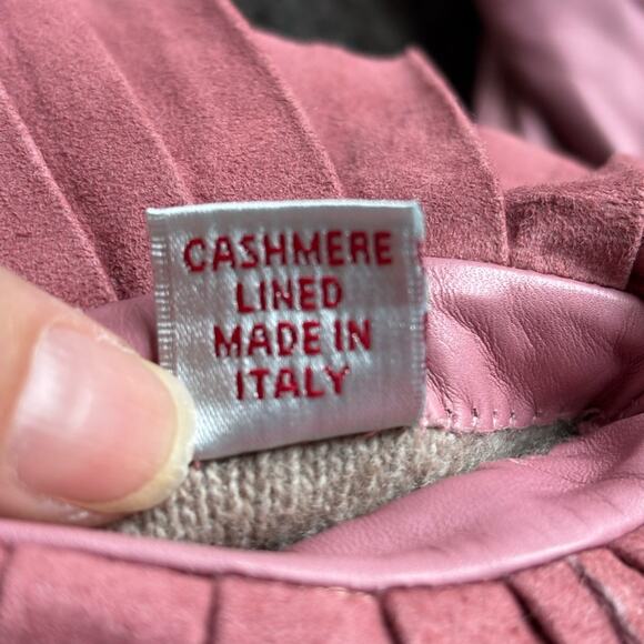 NWT- Shaneen Huxham Genuine Leather Ruffle Cuff Pink Gloves- Size 6.5 - Picture 6 of 15